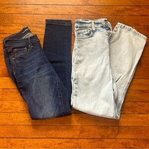 Wild Fable Super High Rise and Old Navy Mid Rise straight leg jeans